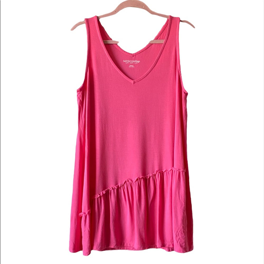 Soft Surroundings | Hot Pink Modal Ruffled Sleeveless Tunic